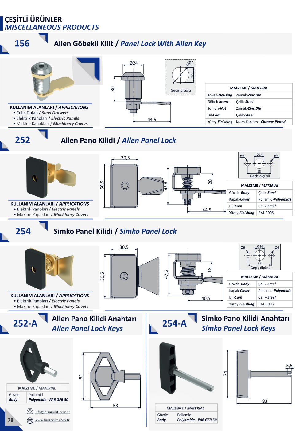 254 Simko Panel Kilidi katalog sayfası