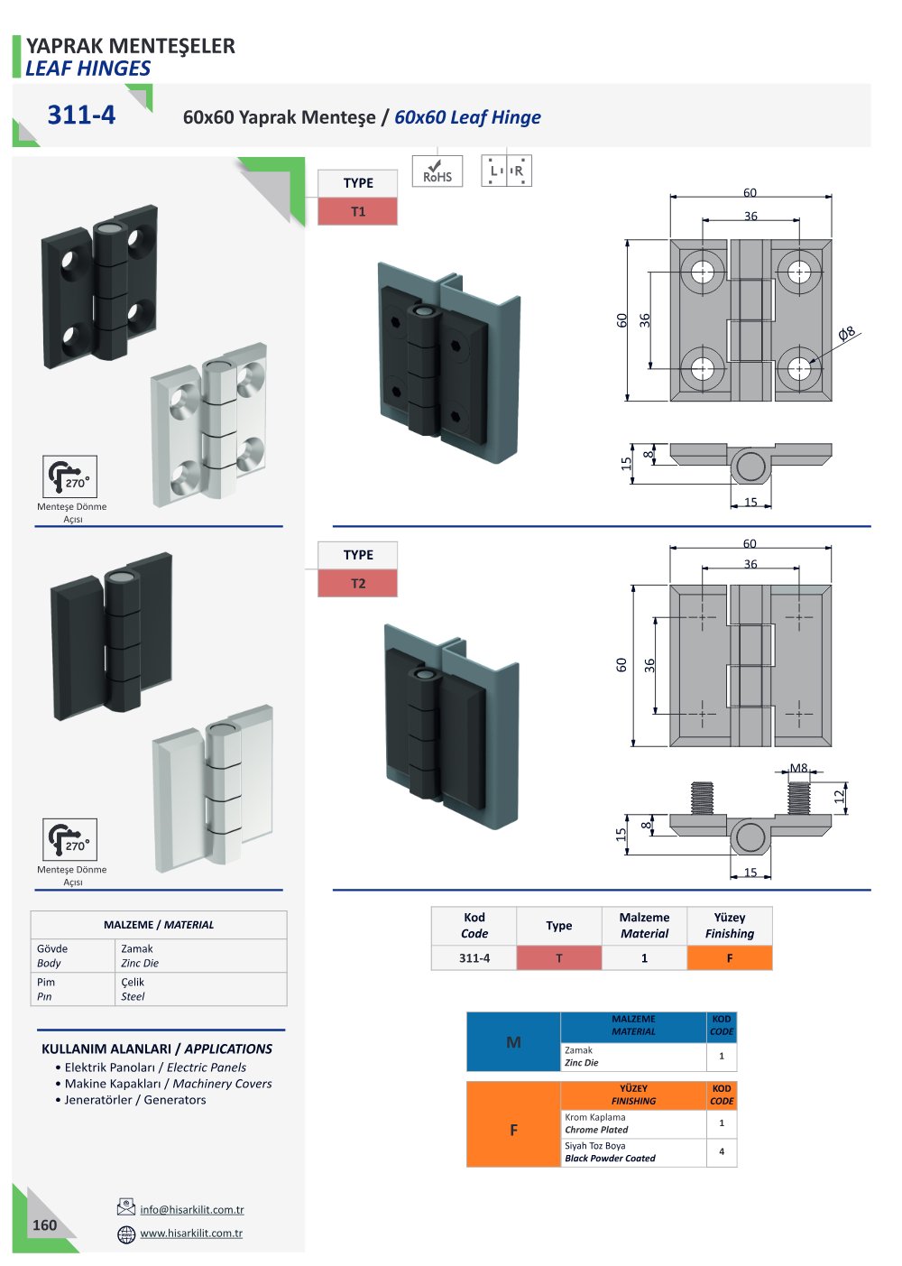 311-4 60x60 Yaprak Menteşe katalog sayfası