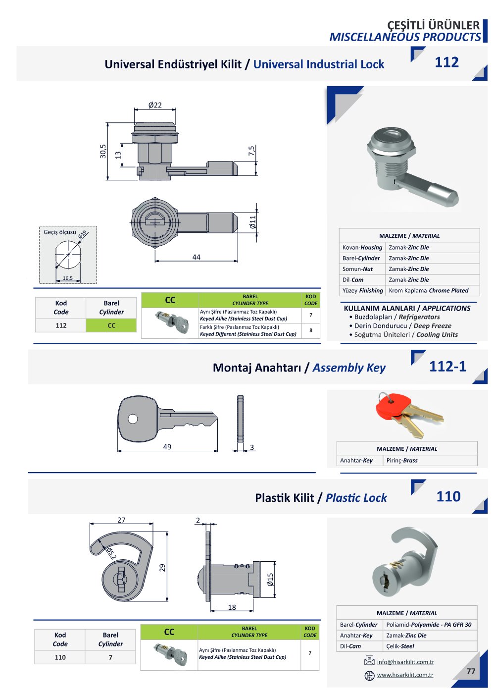 112 Universal Endüstriyel Kilit katalog sayfası