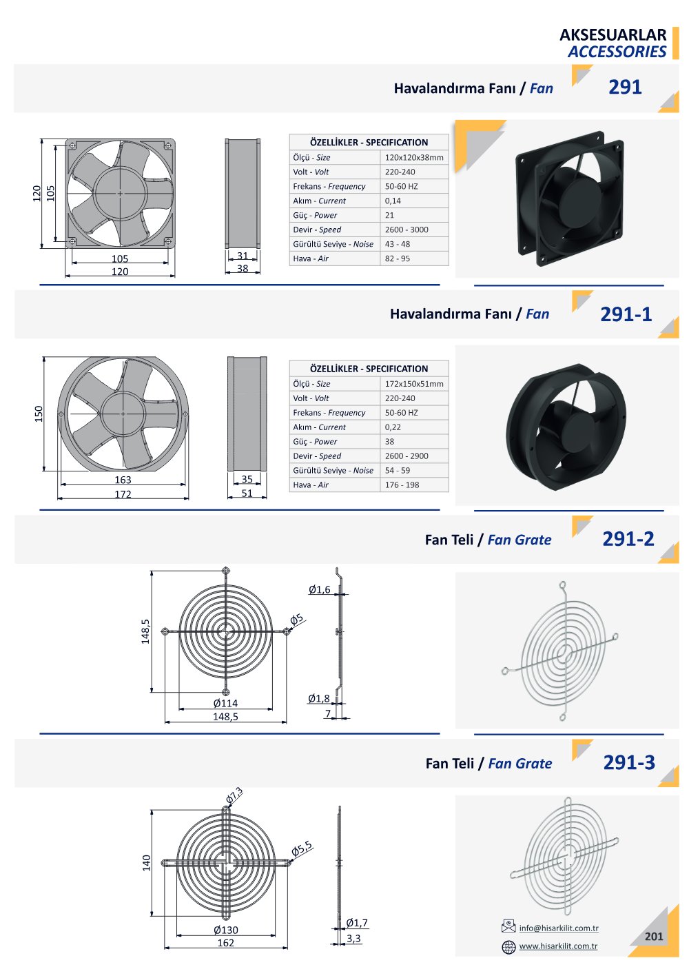 291-2 Fan Teli katalog sayfası
