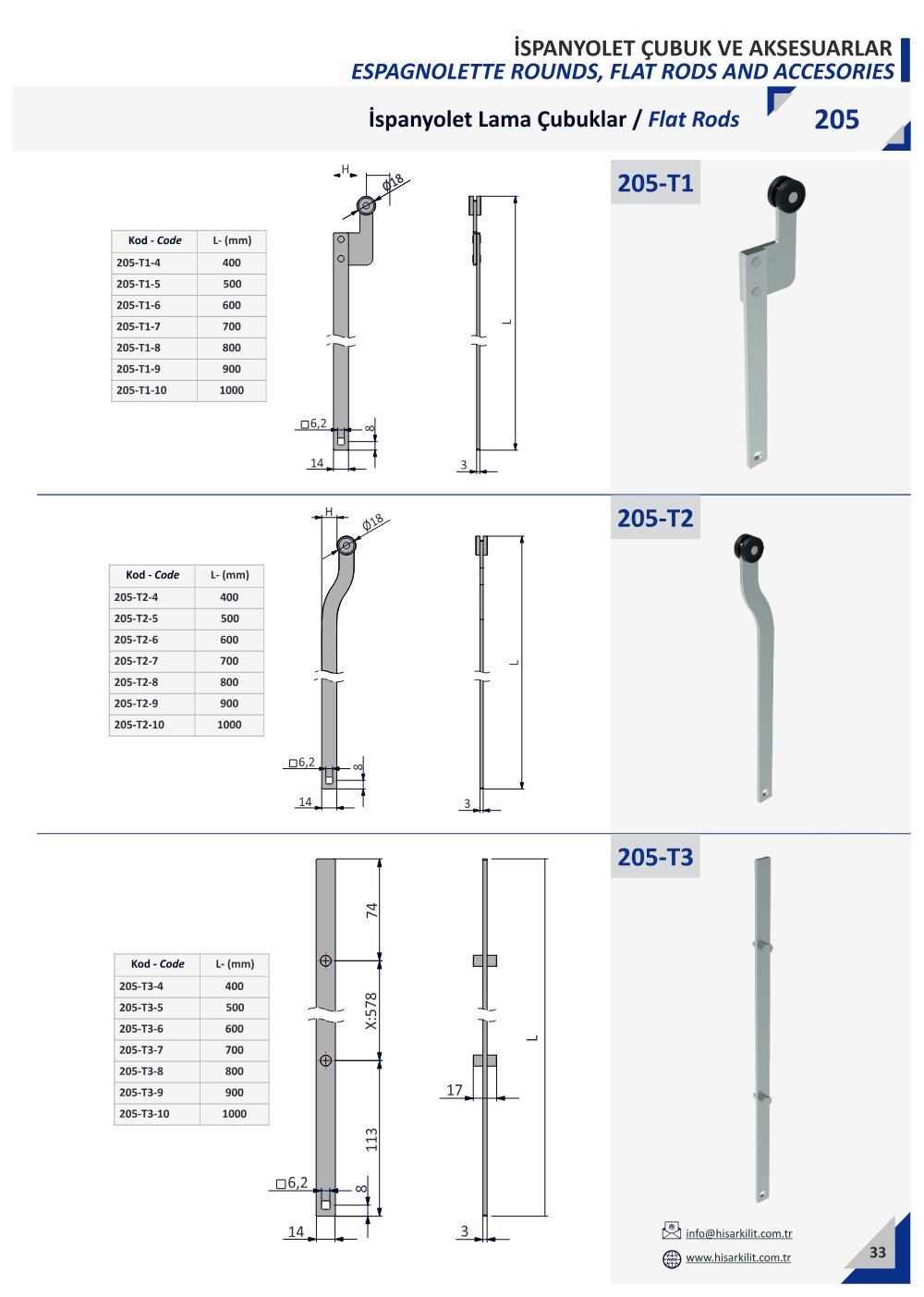 205-T1 İsp. Lama Çubuk katalog sayfası