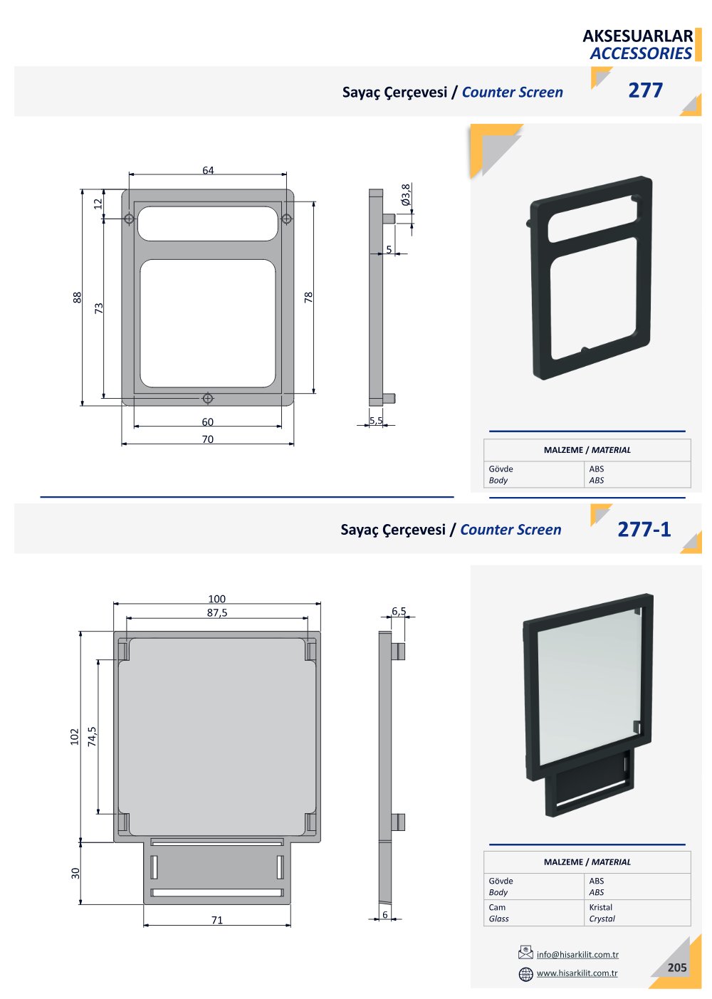 277-1 Sayaç Çerçevesi katalog sayfası