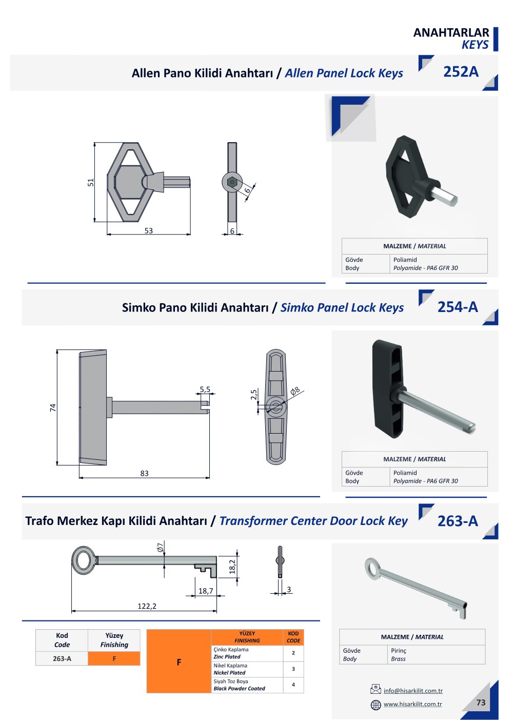 252-A Allen Pano Kilidi Anahtarı katalog sayfası