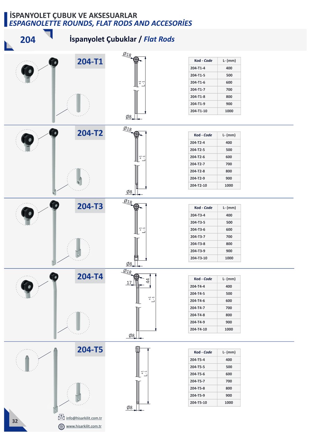 204-T3 İsp. Çubuk katalog sayfası