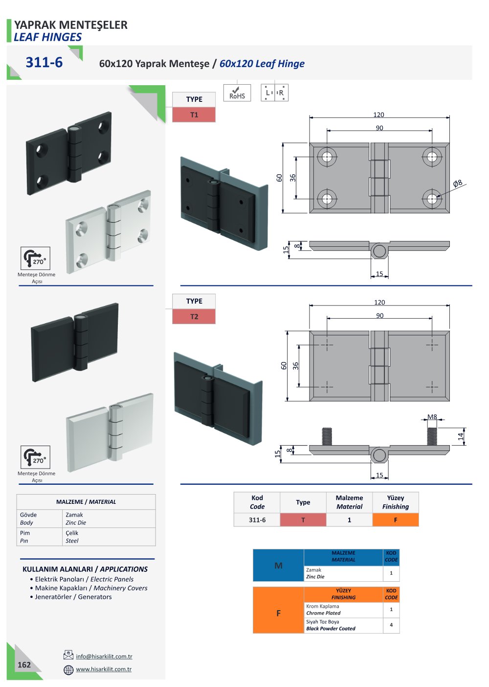 311-6 60x120 Yaprak Menteşe katalog sayfası