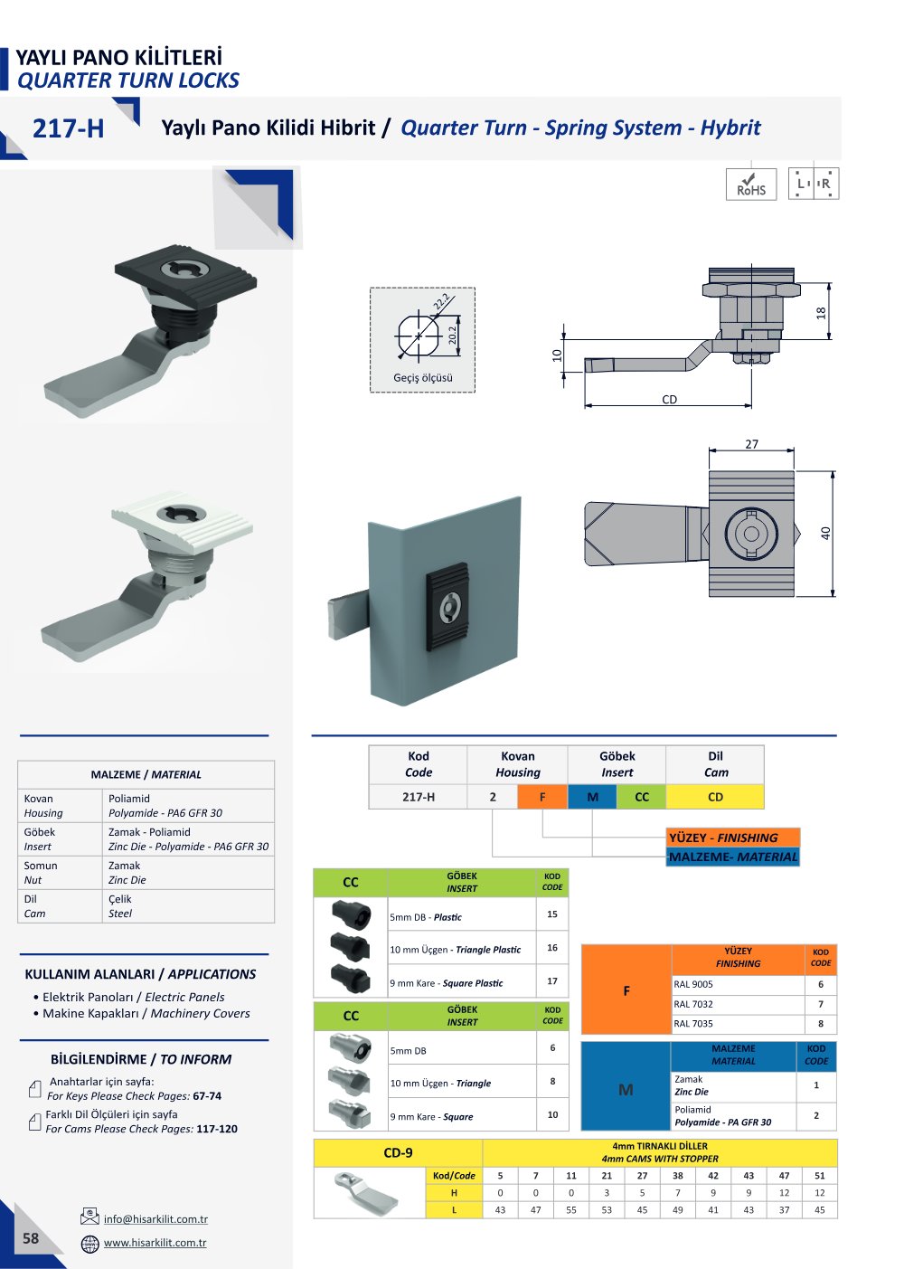 217-H Yaylı Pano Kilidi Hibrit katalog sayfası