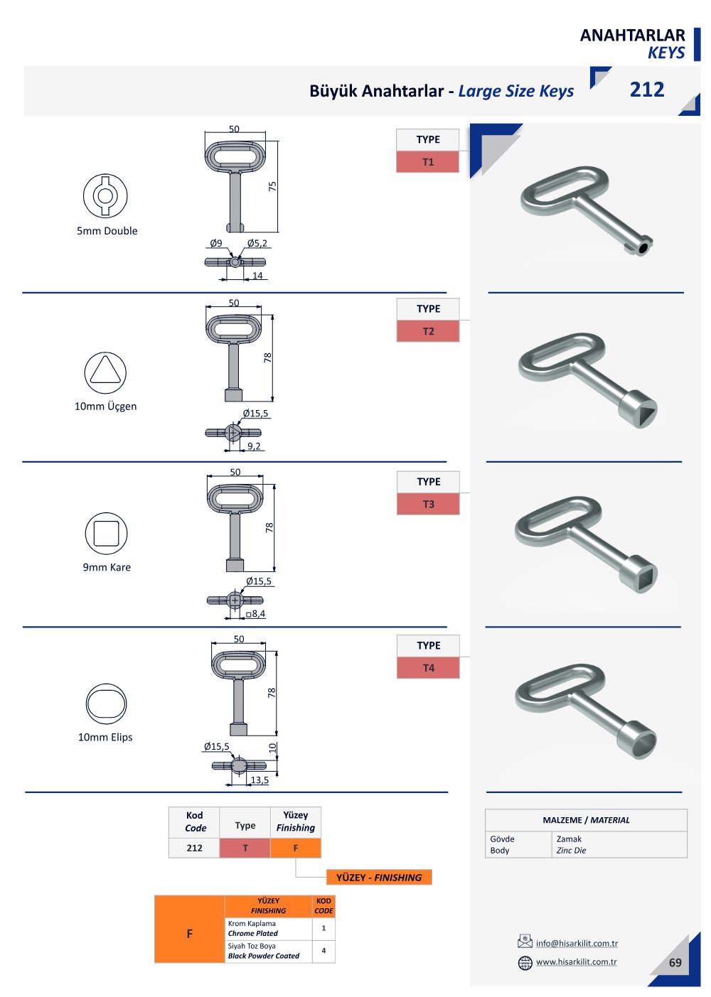 212-T2 Büyük Anahtar katalog sayfası