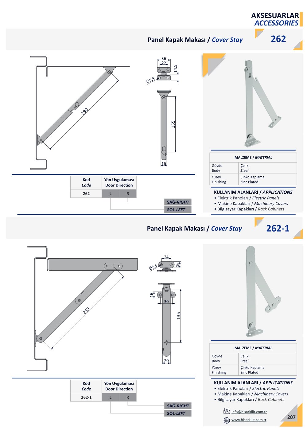 262 Panel Kapak Makası katalog sayfası