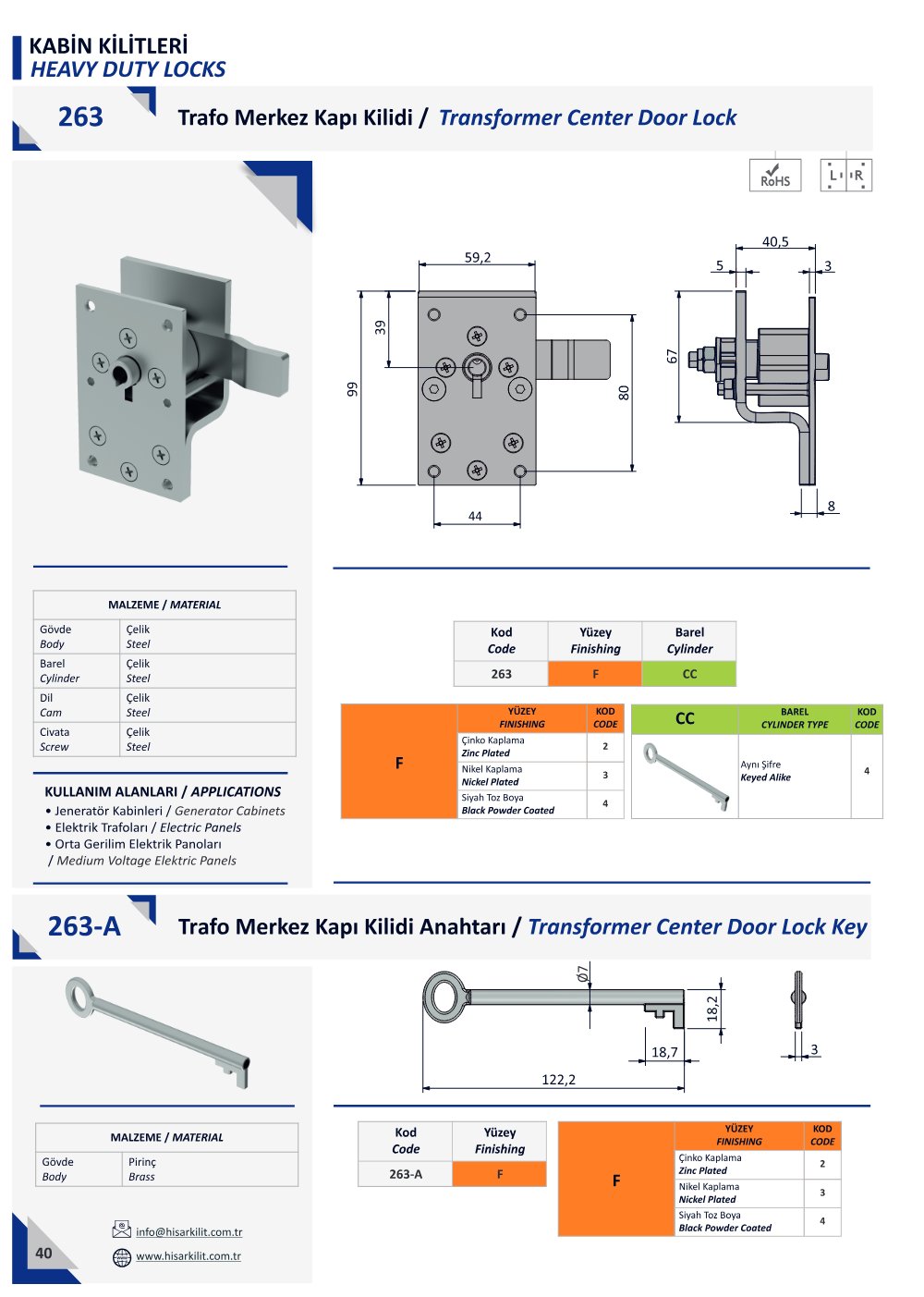 263 Trafo Merkez Kilidi katalog sayfası